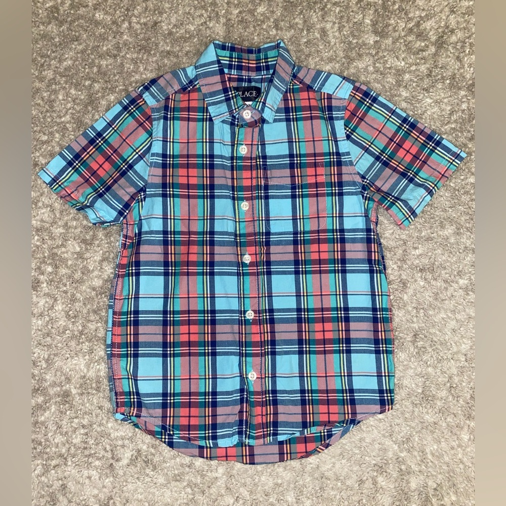 Boys Children's Place Plaid Button Down Shirt- 7/8